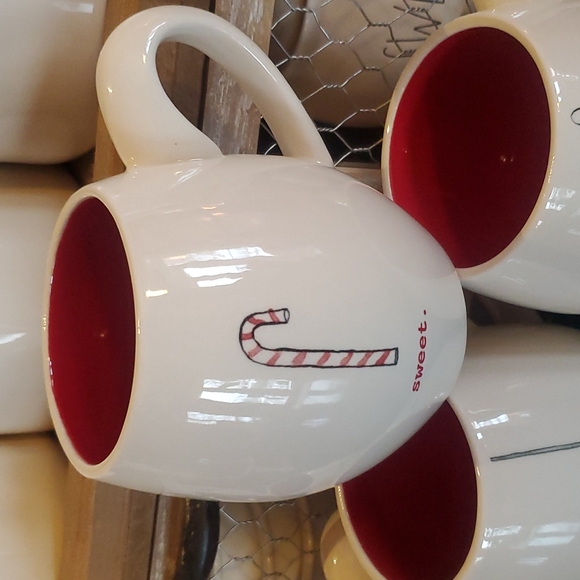 Rae Dunn mug set holiday Christmas sweet comfort joy kiss, set of 4 - Picture 2 of 6